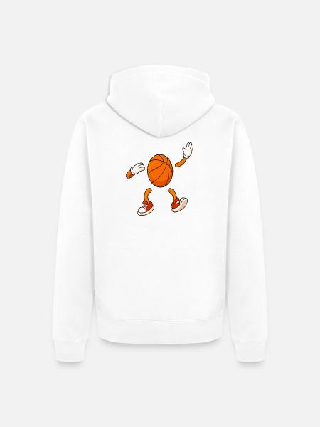 Lustiges Basketball-Charakter-Cartoon-Design - Unisex Premium Bio Zip Hoodie - Weiß