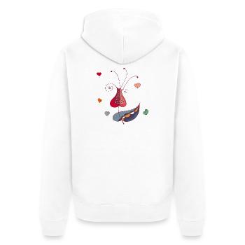 Heart Flower - Unisex Premium Organic Zip Hoodie - white - Back - Thijin (182cm)