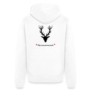HirschLIEBE - Das Original by heavenlygoods - Unisex Premium Bio Zip Hoodie - Weiß - Hinten - Thijin (182cm)