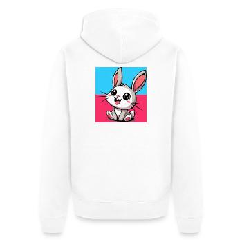Kaninchen - Unisex Premium Bio Zip Hoodie - Weiß - Hinten - Thijin (182cm)