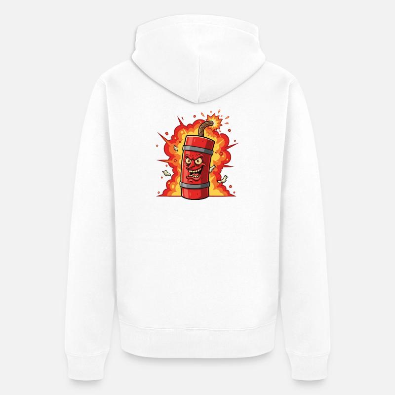Dessin animé à la dynamite éclatante - Veste à capuche bio Premium Unisexe - blanc