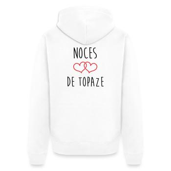 Topaz-Hochzeit 44 Jahre Ehe - Unisex Premium Bio Zip Hoodie - Weiß - Hinten - Thijin (182cm)