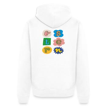 bunte Oster Buchstaben - Unisex Premium Bio Zip Hoodie - Weiß - Hinten - Thijin (182cm)