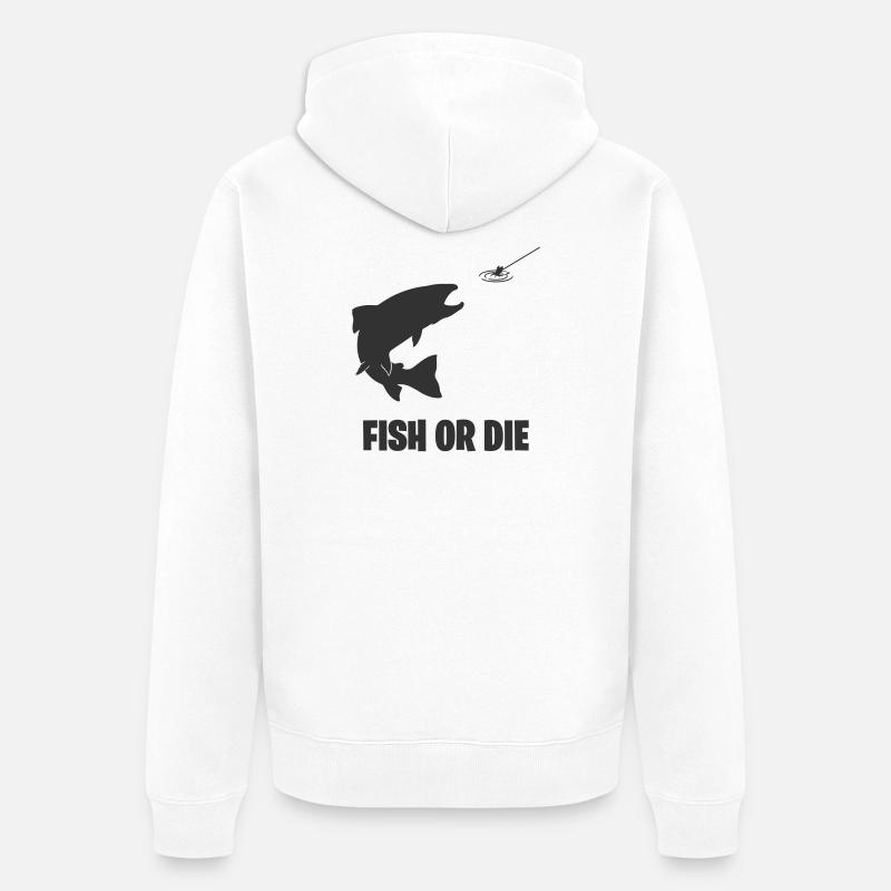 Fisch oder stirb - Unisex Premium Bio Zip Hoodie - Weiß