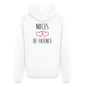 earthenware wedding 9 years of marriage - Unisex Premium Organic Zip Hoodie - white - Back - Thijin (182cm)