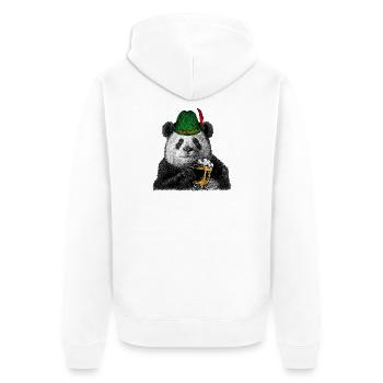 Bavarian Beer Fest Panda Bear Alpine Hat Graphic - Unisex Premium Organic Zip Hoodie - white - Back - Thijin (182cm)
