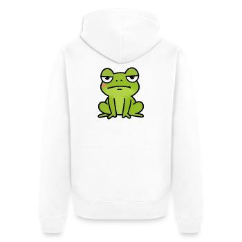 Dessin animé de la grenouille verte endormie - Veste à capuche bio Premium Unisexe - blanc - Dos - Thijin (182cm)