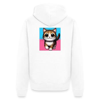cat - Unisex Premium Organic Zip Hoodie - white - Back - Thijin (182cm)