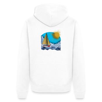Sonnensegler am Meer 2 - Unisex Premium Bio Zip Hoodie - Weiß - Hinten - Thijin (182cm)