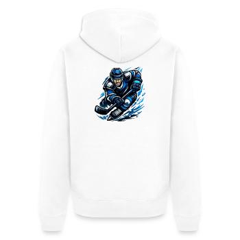 Blitzender Eishockeyspieler - Unisex Premium Organic Zip Hoodie - white - Back - Thijin (182cm)