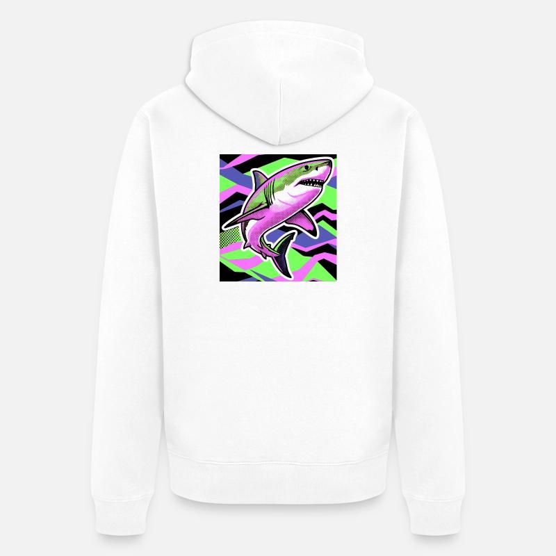 Requin - Veste à capuche bio Premium Unisexe - blanc