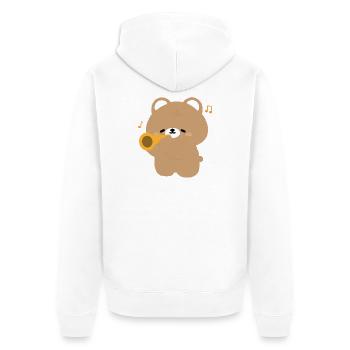 Bear Trumpet Serenade - Unisex Premium Organic Zip Hoodie - white - Back - Thijin (182cm)