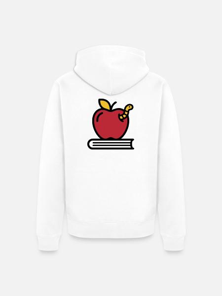 Apple Book Worm Elementary School - Unisex Premium Organic Zip Hoodie - white