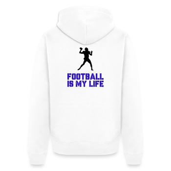 Football is my Life - Unisex Premium Bio Zip Hoodie - Weiß - Hinten - Thijin (182cm)