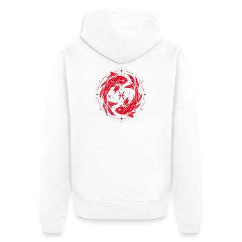 Symbole des Poissons – Doux & Moderne - Veste à capuche bio Premium Unisexe - blanc - Dos - Thijin (182cm)
