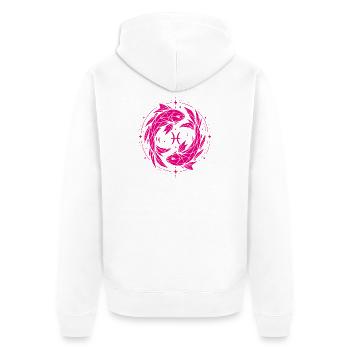 Symbole des Poissons – Doux & Moderne - Veste à capuche bio Premium Unisexe - blanc - Dos - Thijin (182cm)