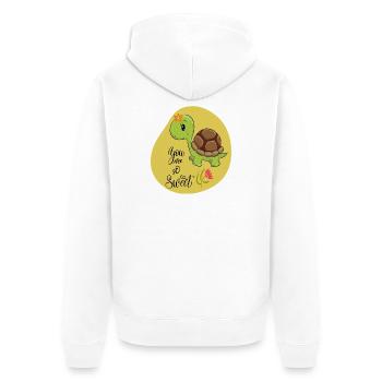 Süße Schildkröte - Unisex Premium Bio Zip Hoodie - Weiß - Hinten - Thijin (182cm)