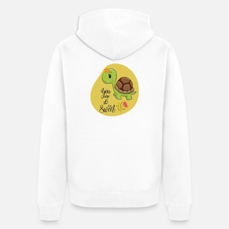 tortue mignonne - Veste à capuche bio Premium Unisexe - blanc