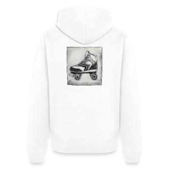 Roller Roller Retro - Sculpté à la main imprimable - Veste à capuche bio Premium Unisexe - blanc - Dos - Thijin (182cm)