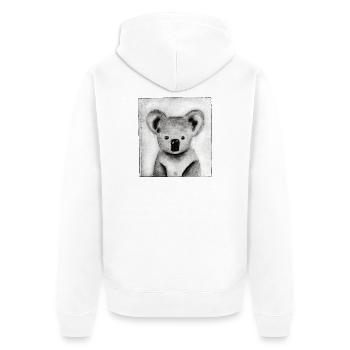 Koala noir et blanc - œuvres sculptées à la main - Veste à capuche bio Premium Unisexe - blanc - Dos - Thijin (182cm)