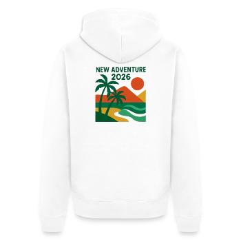 Nouvelle Aventure 2026 - Veste à capuche bio Premium Unisexe - blanc - Dos - Thijin (182cm)