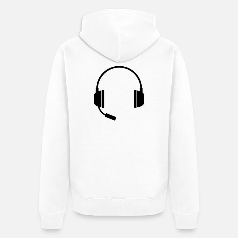 Headset mit Mikrofon - Unisex Premium Bio Zip Hoodie - Weiß