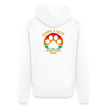 Oops I Got Another Dog - Retro Dog Paw - Unisex Premium Organic Zip Hoodie - white - Back - Thijin (182cm)