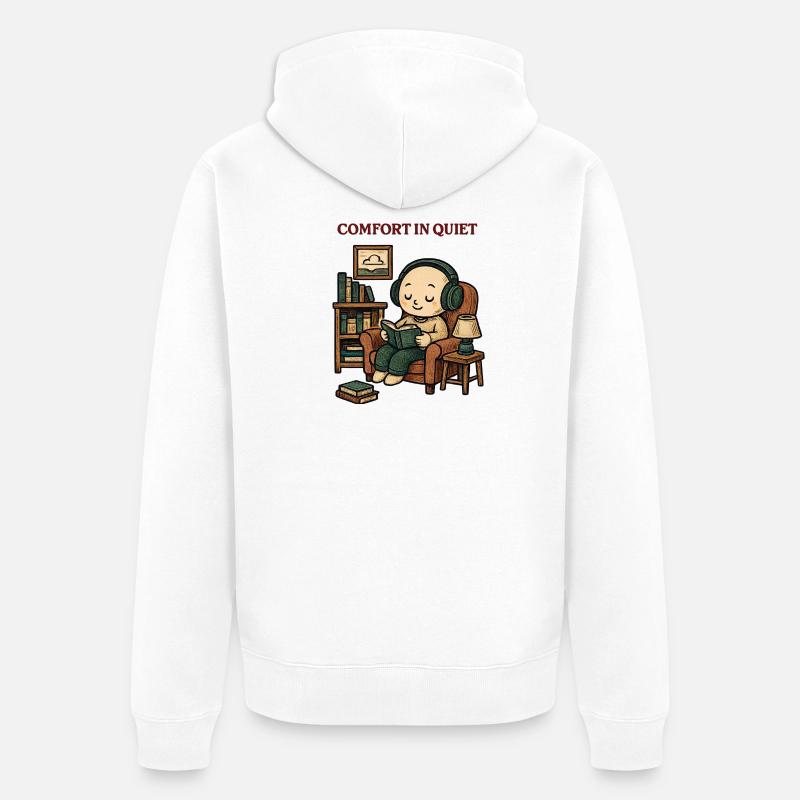Une lecture douillette en paix - Veste à capuche bio Premium Unisexe - blanc