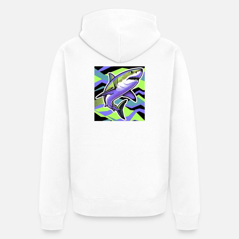 Requin - Veste à capuche bio Premium Unisexe - blanc