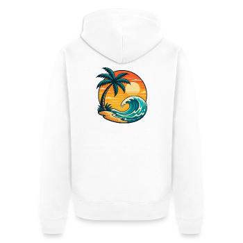 Palm Tree Sun Wave Vacation Summer Beach Shirt - Unisex Premium Organic Zip Hoodie - white - Back - Thijin (182cm)