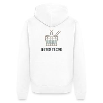 Sauna Experte - Unisex Premium Bio Zip Hoodie - Weiß - Hinten - Thijin (182cm)