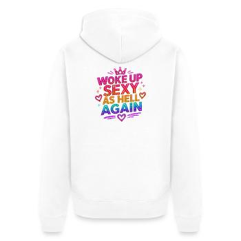 Réveillé à l’extrême sexy à nouveau - Fun rétro - Veste à capuche bio Premium Unisexe - blanc - Dos - Thijin (182cm)