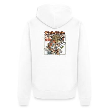 Zander Raubfischangler  - Unisex Premium Bio Zip Hoodie - Weiß - Hinten - Thijin (182cm)
