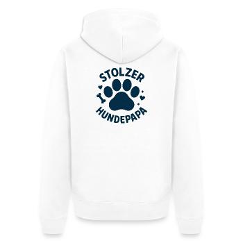 Stolzer Hundepapa Pfoten Logo - Unisex Premium Bio Zip Hoodie - Weiß - Hinten - Thijin (182cm)