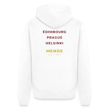 Mende Lozère - Edimbourg - Prague - Helsinki - Veste à capuche bio Premium Unisexe - blanc - Dos - Thijin (182cm)