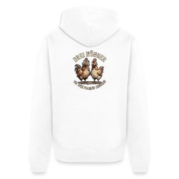 Lustige Hühner - Unisex Premium Bio Zip Hoodie - Weiß - Hinten - Thijin (182cm)