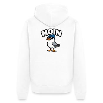 Moin Seagull - Unisex Premium Organic Zip Hoodie - white - Back - Thijin (182cm)