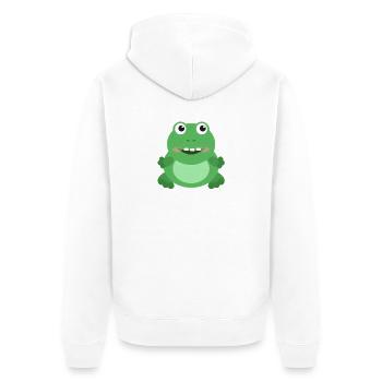 Fröhlicher Frosch - Unisex Premium Bio Zip Hoodie - Weiß - Hinten - Thijin (182cm)