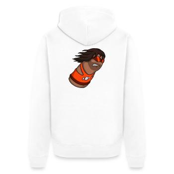 Slam – Cartoon Thumb Character - Unisex Premium Bio Zip Hoodie - Weiß - Hinten - Thijin (182cm)