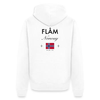 Flåm Norwegen Koordinaten Reise Souvenir - Unisex Premium Bio Zip Hoodie - Weiß - Hinten - Thijin (182cm)