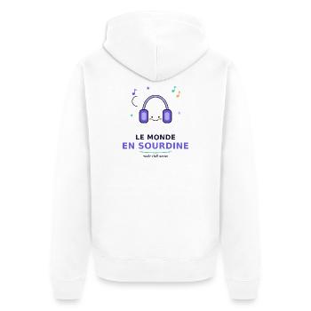 Le Monde En Sour­dine - Chill Actif - Veste à capuche bio Premium Unisexe - blanc - Dos - Thijin (182cm)