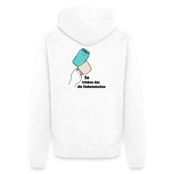 So trinken das die Einheimischen - Unisex Premium Bio Zip Hoodie - Weiß - Hinten - Thijin (182cm)