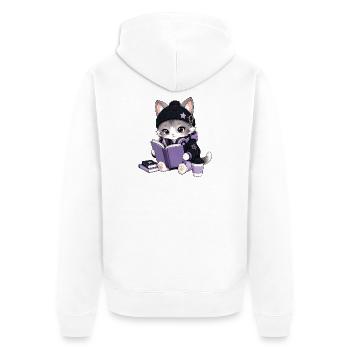 Leserchat - Unisex Premium Bio Zip Hoodie - Weiß - Hinten - Thijin (182cm)