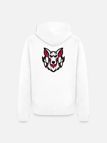Weisser Wolf Maskottchen - Unisex Premium Bio Zip Hoodie - Weiß
