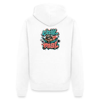 Chill Mal  Cooles Faultier Graffiti Design - Unisex Premium Bio Zip Hoodie - Weiß - Hinten - Thijin (182cm)