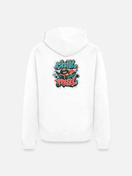 Chill Times Cool Sloth Graffiti Design - Unisex Premium Organic Zip Hoodie - white