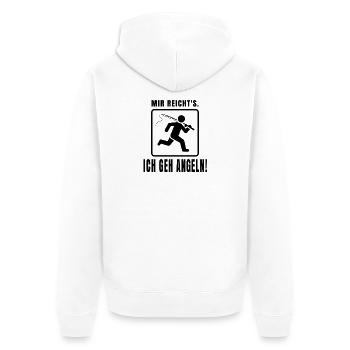 Angeln Spruch – Mir reicht's, ich geh angeln - Unisex Premium Bio Zip Hoodie - Weiß - Hinten - Thijin (182cm)