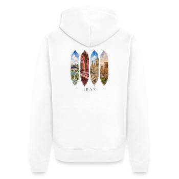 Iran Urlaub Travel – Kultur & Orient Motiv - Unisex Premium Bio Zip Hoodie - Weiß - Hinten - Thijin (182cm)