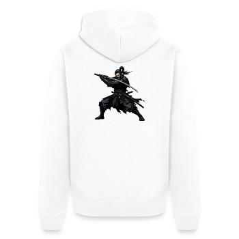 Samurai Katana Duell Heldenbild - Unisex Premium Bio Zip Hoodie - Weiß - Hinten - Thijin (182cm)