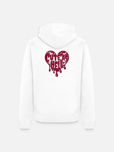 Cute as Hell Herz Design - Unisex Premium Bio Zip Hoodie - Weiß